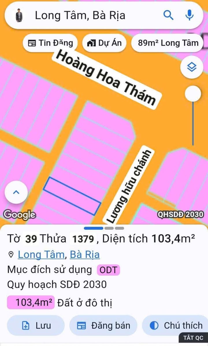 Bán đất khu tái định cư Bắc Hương Lộ 10, Long Tâm, Bà Rịa - 105m² giá 2.4 tỷ - Đường nhựa rộng rãi, khu dân cư đông đúc!