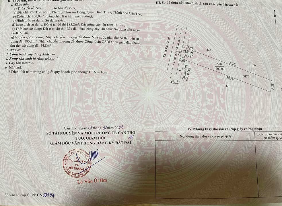 Đất thổ cư 200m² tại Thới An Đông, Bình Thủy, Cần Thơ - Sổ hồng chính chủ, giá 1.55 tỷ!