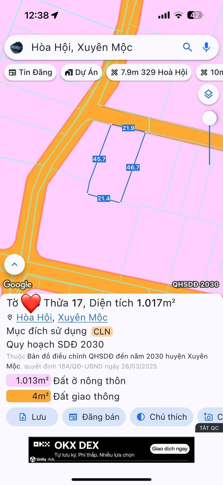 Đất mặt tiền đường nhựa Hòa Hội, Xuyên Mộc 1012m² - Giá chỉ 3 tỷ!