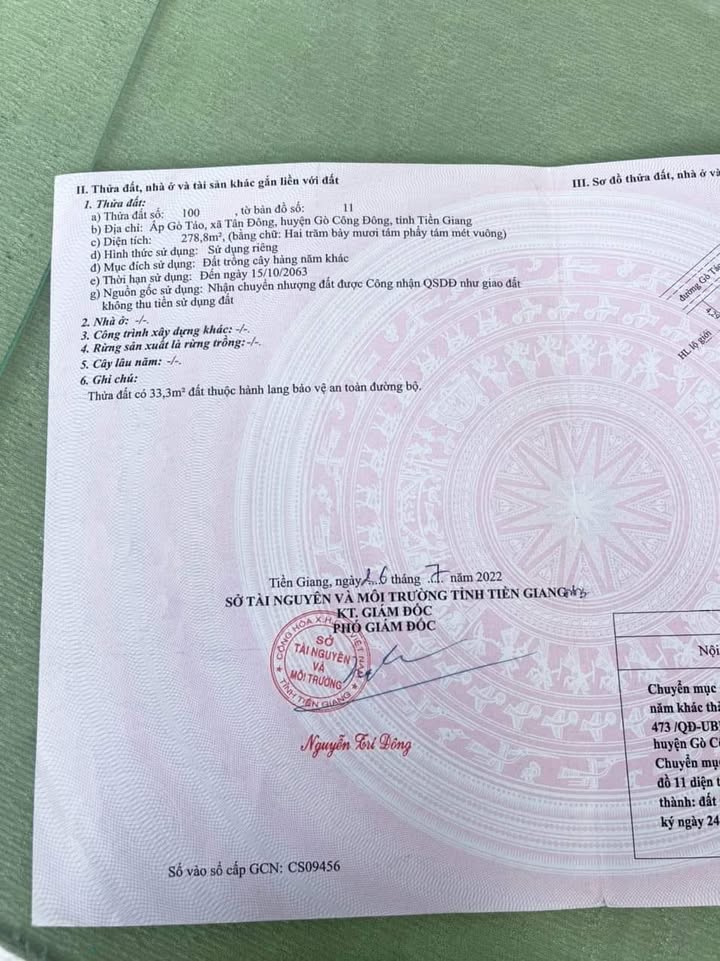 Đất nền ấp Gò Táo, Tân Đông, Gò Công Đông, Tiền Giang 278.8m² giá 900 triệu - Đầu tư sinh lời tiềm năng!