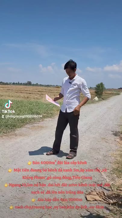 Đất nền 4000m² tại Xã Kiểng Phước, Gò Công Đông - Giá hấp dẫn chỉ 400 triệu!