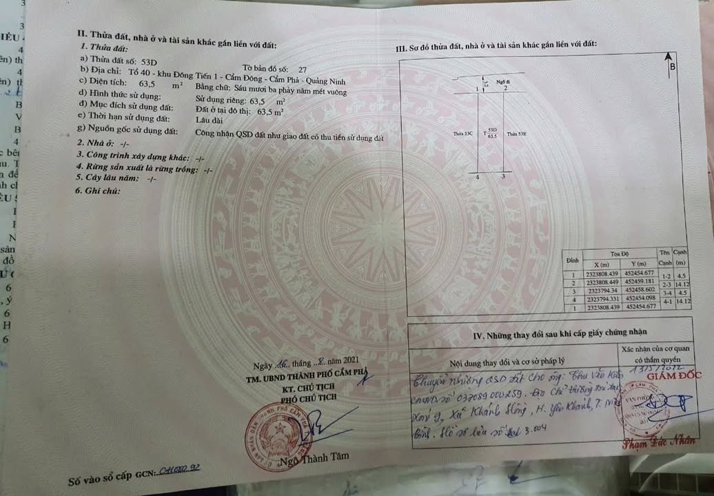 Lô đất Cẩm Đông Cẩm Phả 63.5m² giá chỉ 800 triệu - Cắt lỗ sâu ngay hôm nay!