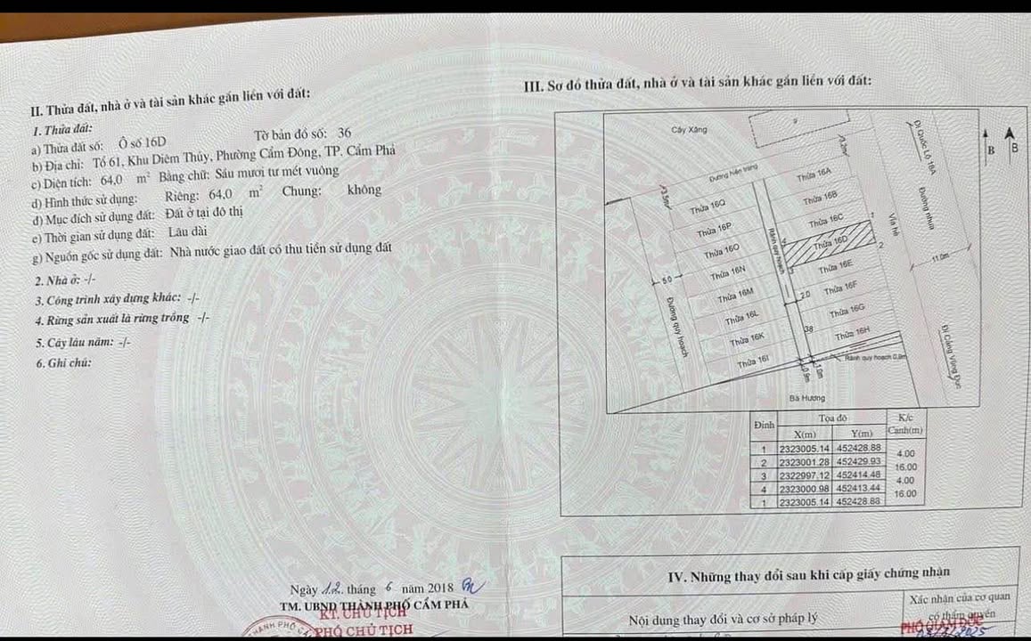 Đất nền Cẩm Phả Quảng Ninh 64m² giá chỉ 3x triệu - Mặt tiền đường Vũng Đục kinh doanh sầm uất!
