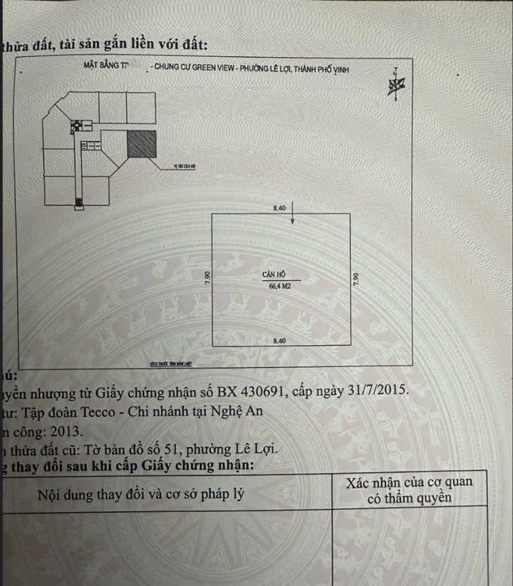 Căn hộ chung cư Greenview1 Vinh 66m² giá 2 tỷ - Căn góc thoáng mát, tiện ích đầy đủ!