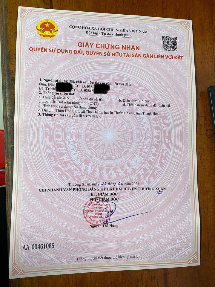 Đất nền 315m² Hồng Kỳ, Thường Xuân - Giá chỉ 6.489 tỷ - Cơ hội đầu tư tuyệt vời!