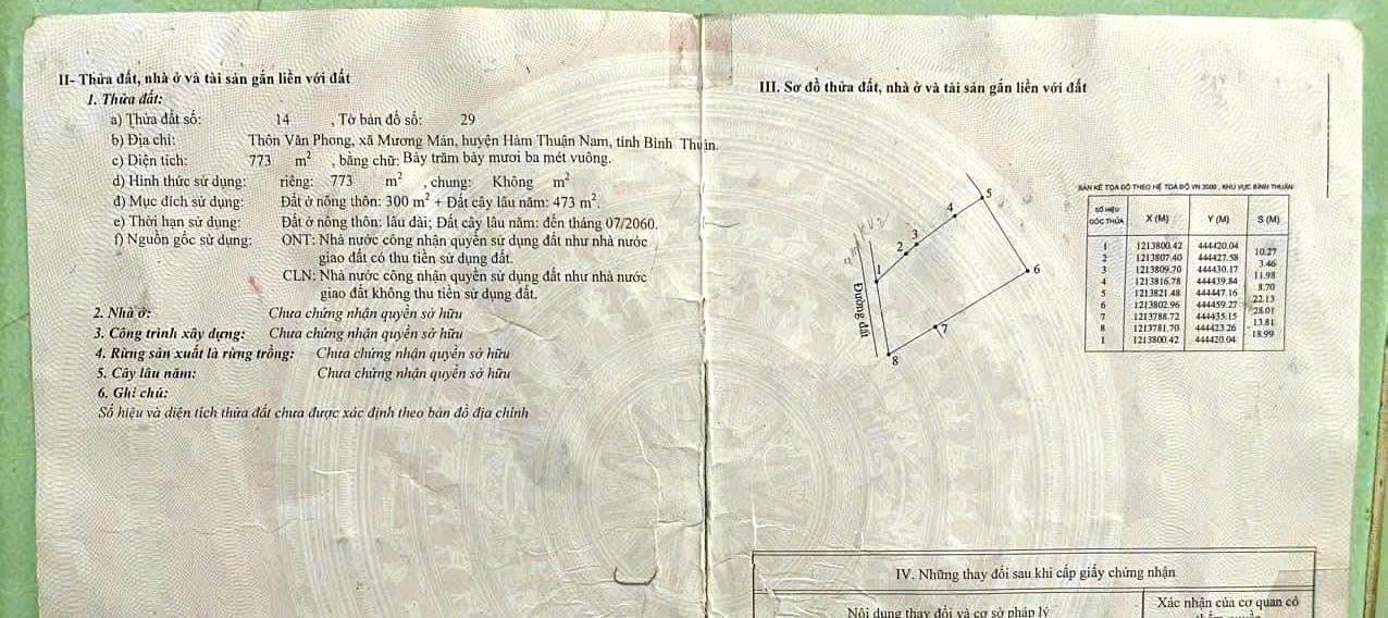 Đất thổ cư 1234m² 2 mặt tiền xã Mương Mán - Giá chỉ 1.25 tỷ