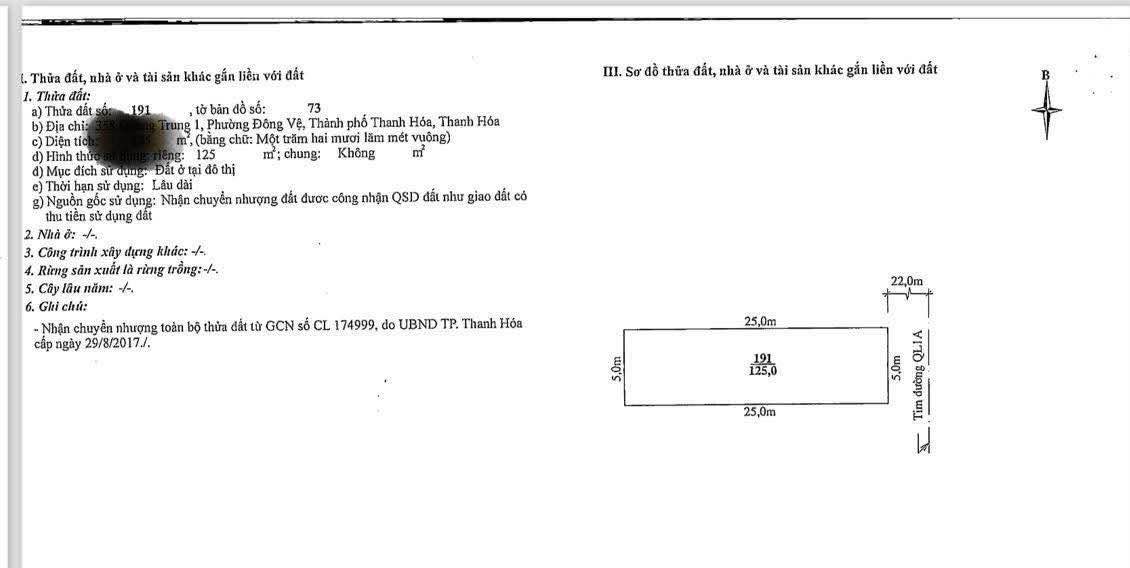 Đất mặt đường Quang Trung, TP Thanh Hóa 125m² giá 11 tỷ - Cơ hội đầu tư tuyệt vời!