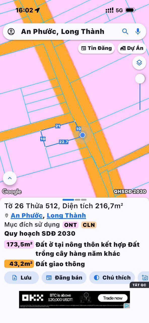 Đất mặt tiền đường Cây Me, Long Thành 210m² giá 2 tỷ - Góc cực đẹp, kinh doanh thuận lợi!