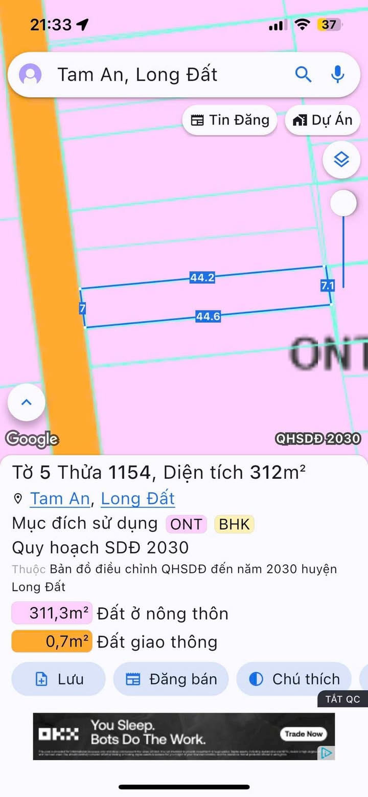 Đất nền Tam An - Long Điền 312m² giá 1.75 tỷ - Cơ hội đầu tư lý tưởng!