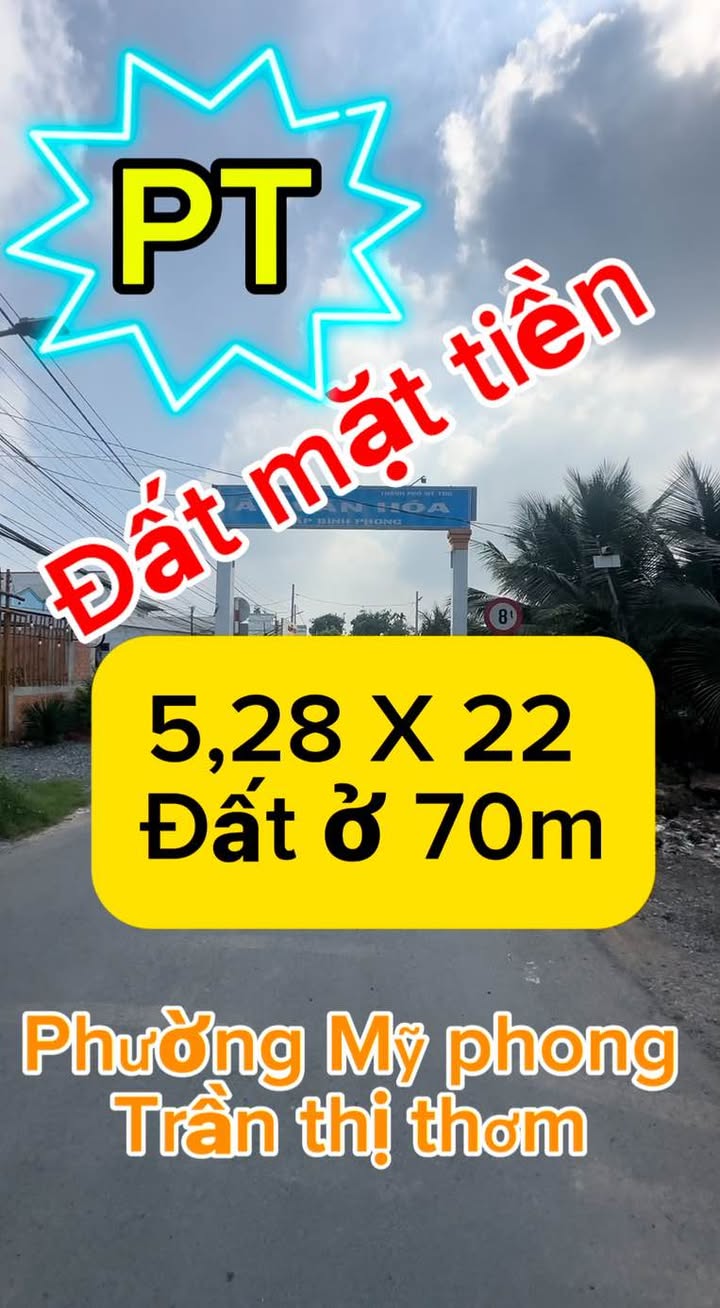 Bán đất mặt tiền đường Trần Thị Thơm, Mỹ Phong, 116m² giá 1.4 tỷ - Pháp lý rõ ràng, đầu tư sinh lời!