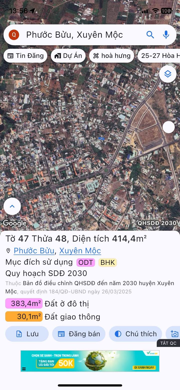 Đất nền Hồ Tràm 414m² giá 3,8 tỷ - Vị trí đắc địa, thích hợp đầu tư