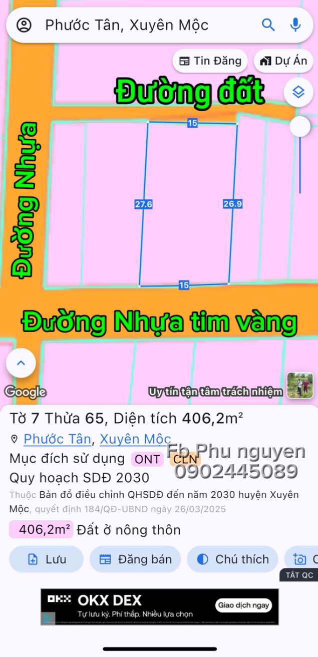 Đất nền biệt thự Phước Tân 405m² giá 2.5 tỷ - Cơ hội đầu tư tuyệt vời!