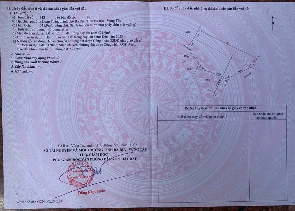 Đất nền Vũng Tàu 641m² giá 6.486 tỷ - Đầu tư sinh lời ngay!