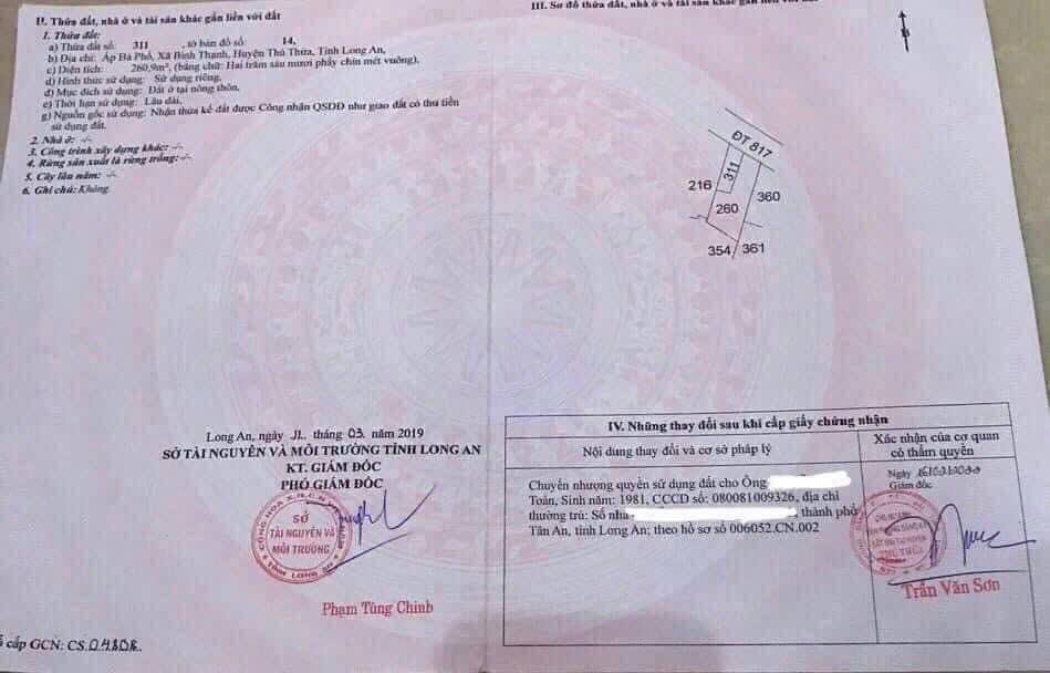 Đất thổ cư mặt tiền TL817 tại Thủ Thừa, Long An 1000m² giá 5.8 tỷ - Cơ hội đầu tư hiếm có!