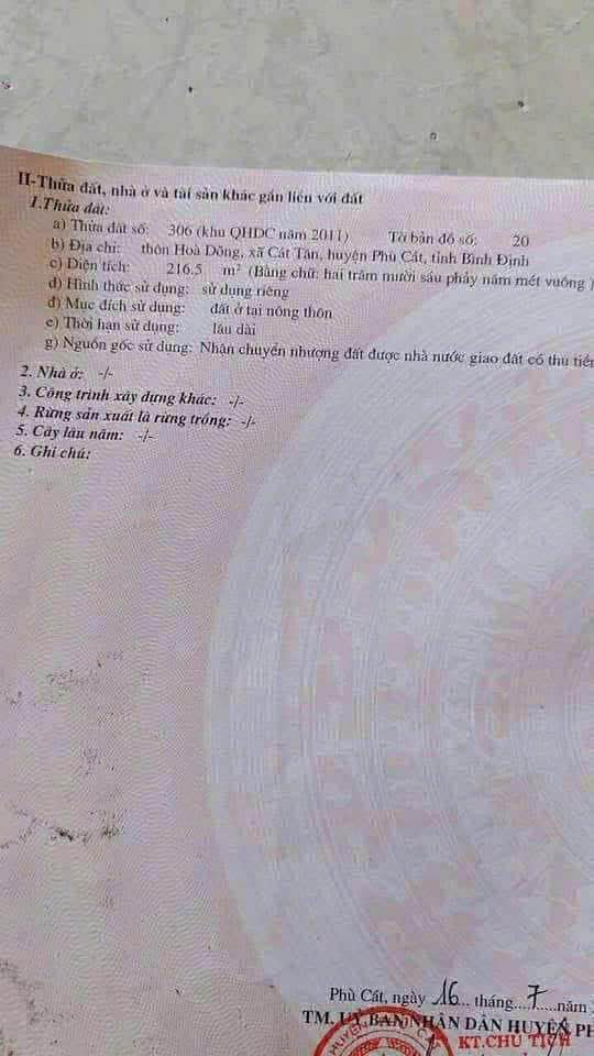 Đất nền Cát Tân, Phù Cát 220m² giá 1.55 tỷ - Sổ đỏ chính chủ, hợp pháp