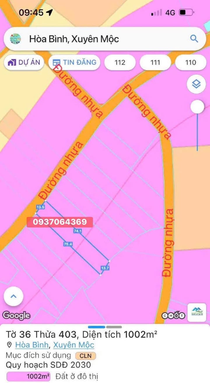 Đất Hòa Bình Xuyên Mộc 1012m² giá 1.5 tỷ - Tiềm năng sinh lời cao!