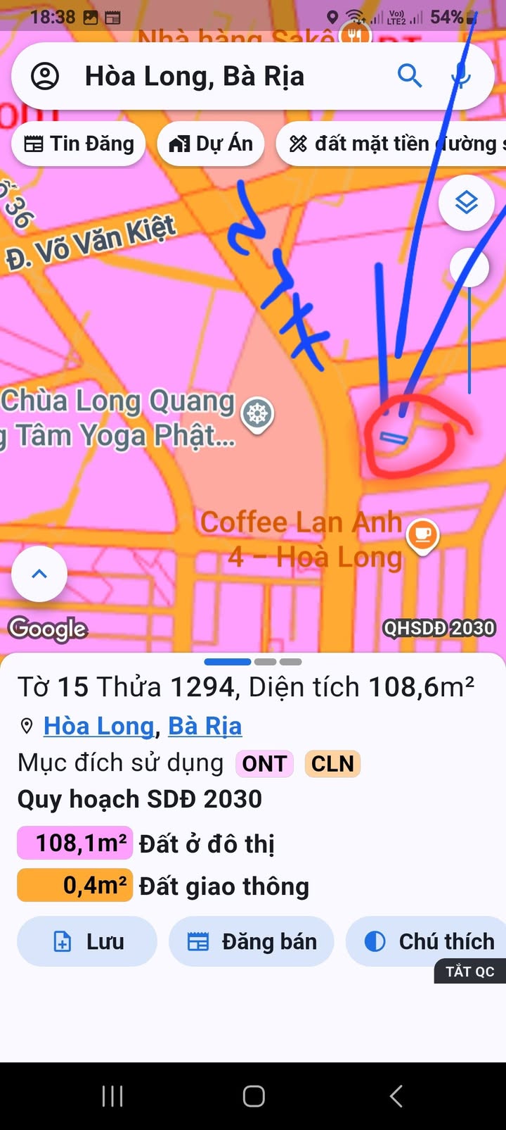 Đất thổ cư Hòa Long, TP Bà Rịa 110m² giá 1.89 tỷ - Cơ hội đầu tư tuyệt vời!