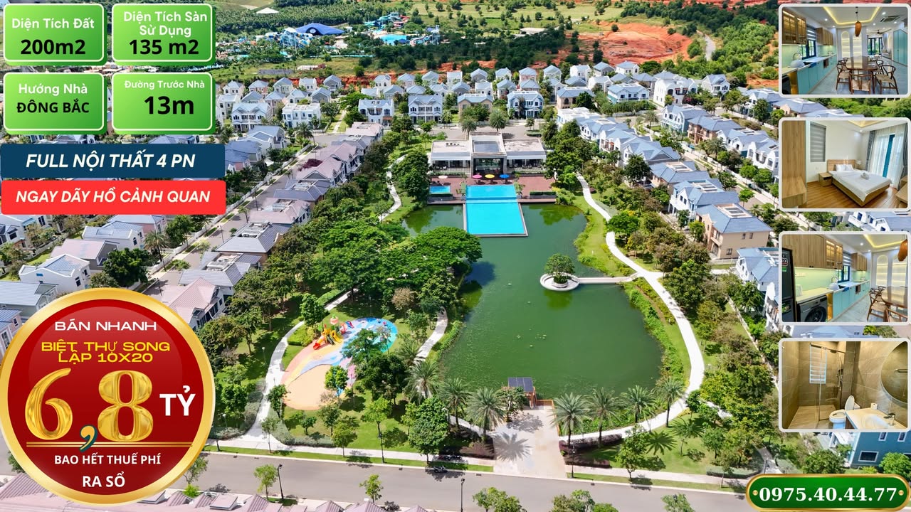Biệt thự Townhouse NovaWorld Phan Thiết 200m² giá 6.8 tỷ - Vị trí đắc địa bên hồ bơi!