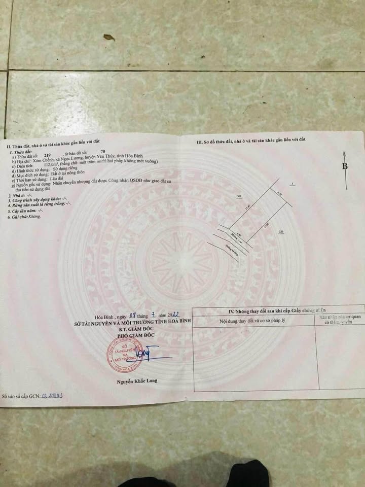 Đất thổ cư Ngọc Lương Yên Thủy 110m² giá chỉ 300 triệu - Cơ hội đầu tư tuyệt vời!