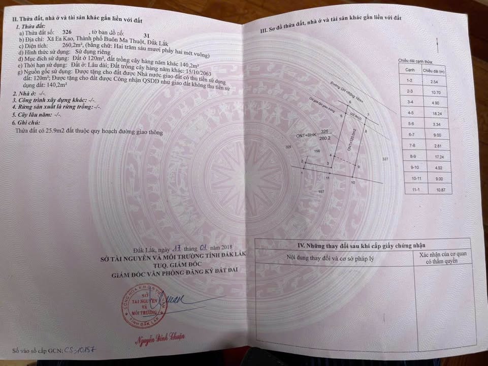 Lô đất 261m² phường Ea Kao giá 1.9 tỷ - Tiềm năng đầu tư lớn!