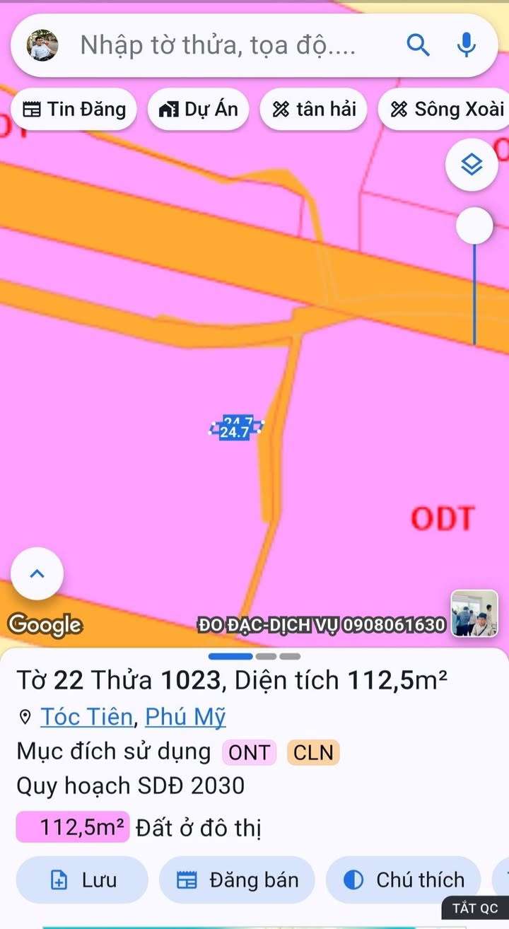 Đất thổ cư Tóc Tiên, Phú Mỹ 100m² giá 800 triệu - Cơ hội đầu tư sinh lời!