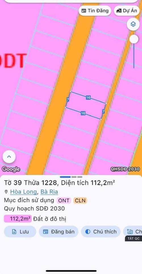 Đất thổ cư 112m² tại đường số 3, xã Hòa Long, Bà Rịa - Giá chỉ 1.6 tỷ!