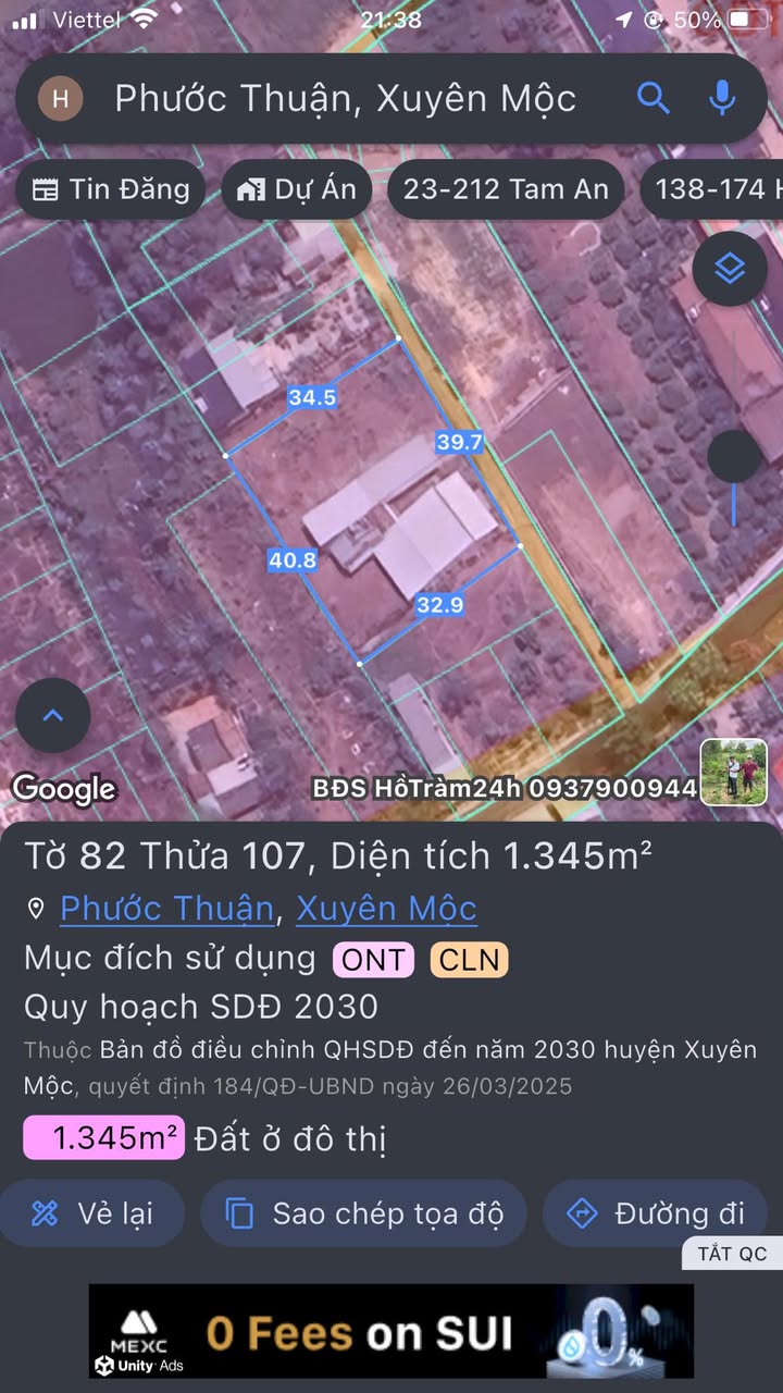 Đất nền Phước Thuận Xuyên Mộc 13.503m² - Giá chỉ 3.375 tỷ - Đường bê tông đẹp