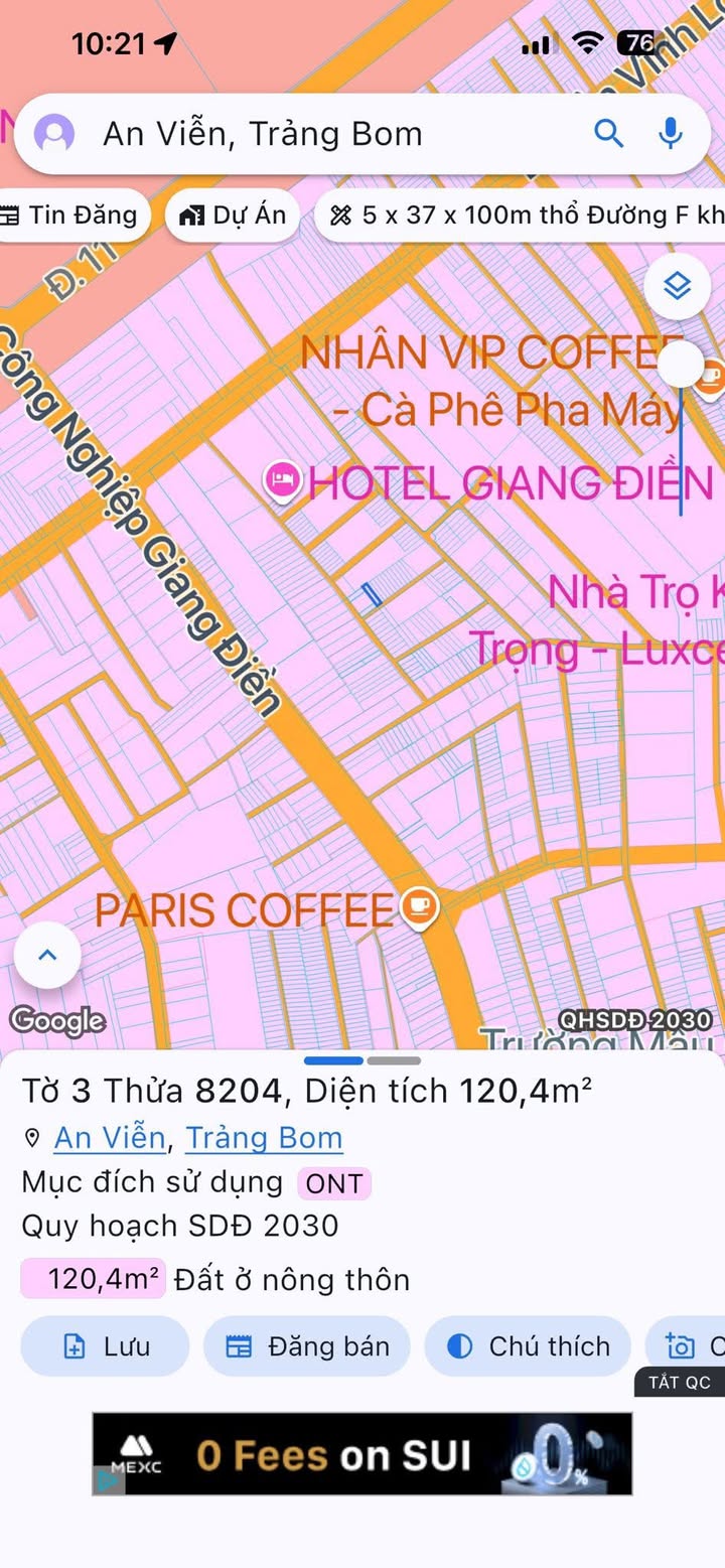 Đất nền xã An Viễn, huyện Trảng Bom 120m² giá 1 tỷ - Vị trí tiềm năng gần KCN Giang Điền!