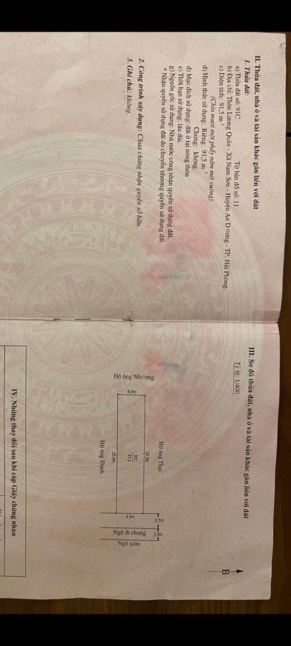 Đất nền Nam Sơn, An Dương 91m² giá 1.5 tỷ - Cơ hội đầu tư tuyệt vời!