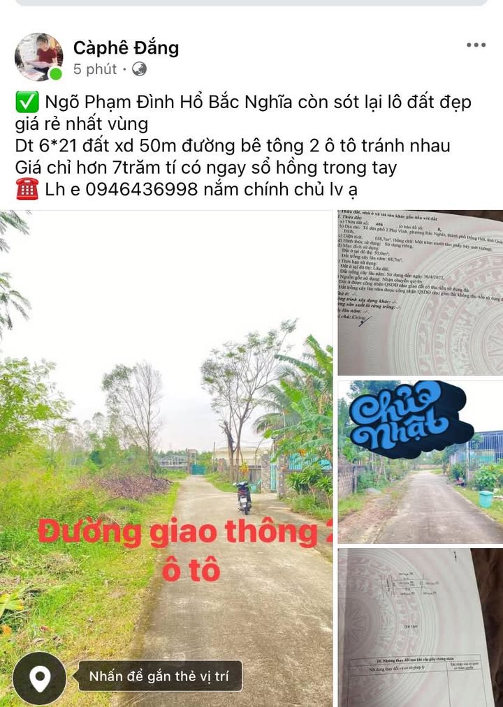 Đất nền Bắc Nghĩa Đồng Hới 126m² giá chỉ 700 triệu - Sổ hồng chính chủ