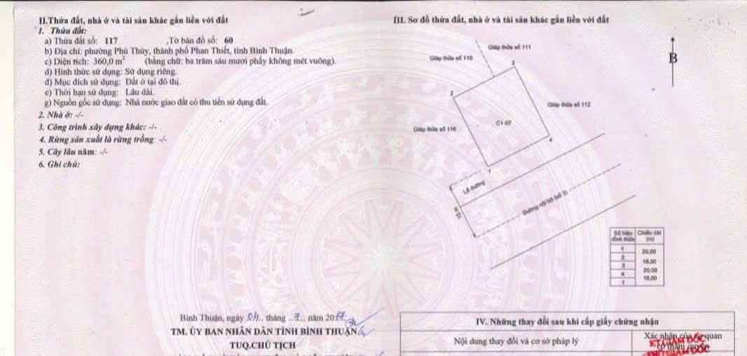 Đất thổ cư Ocean Dunes Phan Thiết 360m² giá 20 tỷ - Hướng biển, mặt tiền Lê Lợi!