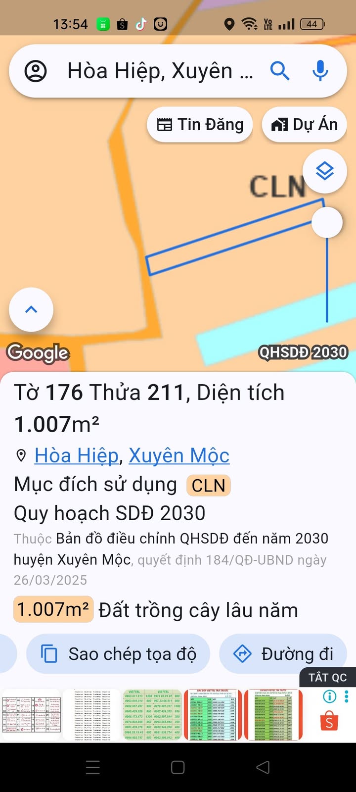 Đất nền Hòa Hiệp Xuyên Mộc 3600m² giá 680 triệu - Cơ hội đầu tư tốt!