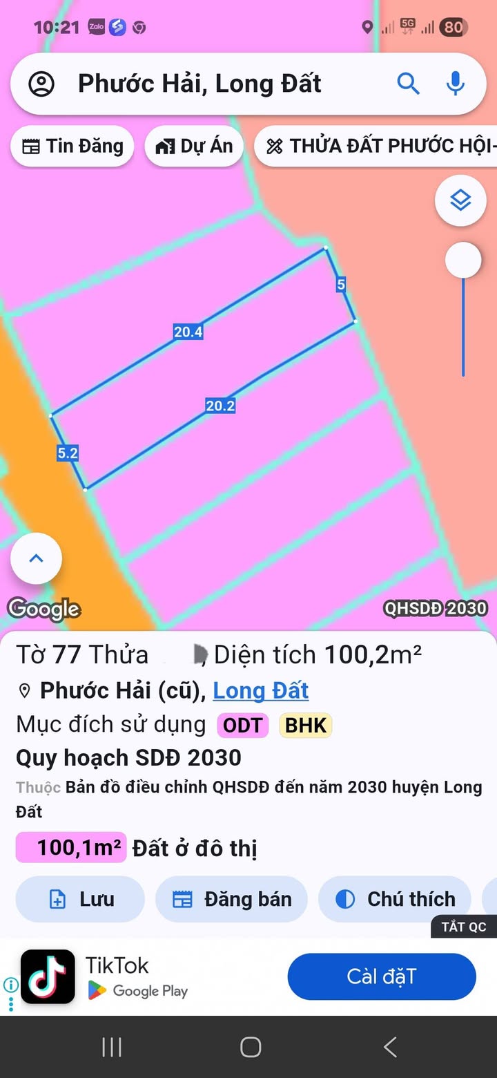 Đất thổ cư Phước Hải 100m² giá 1.25 tỷ - Đường bê tông, gần biển