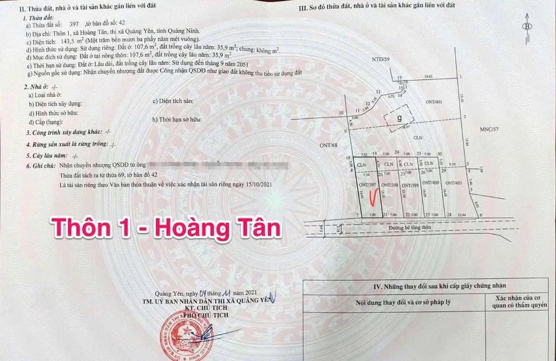 Đất nền Hoàng Tân Quảng Yên 143,5m² - Gần dự án Hạ Long Xanh, giá đầu tư hấp dẫn!