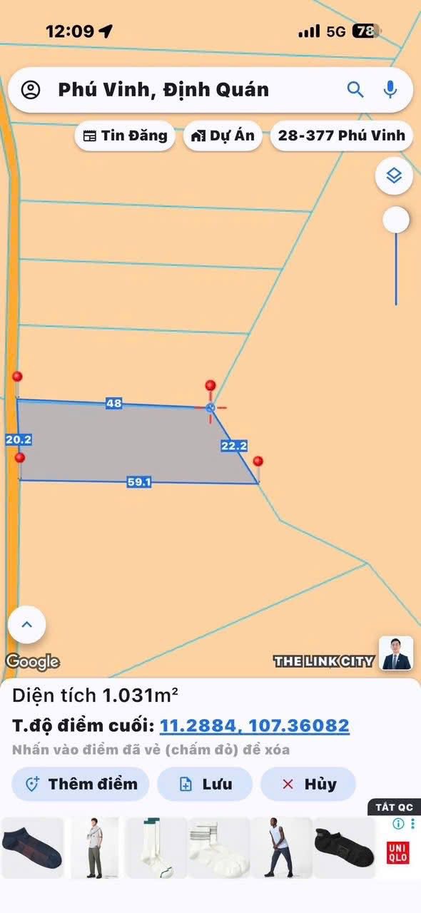 Đất sào Phú Tân Định Quán 1030m² giá 560 triệu - Chính chủ bán gấp!