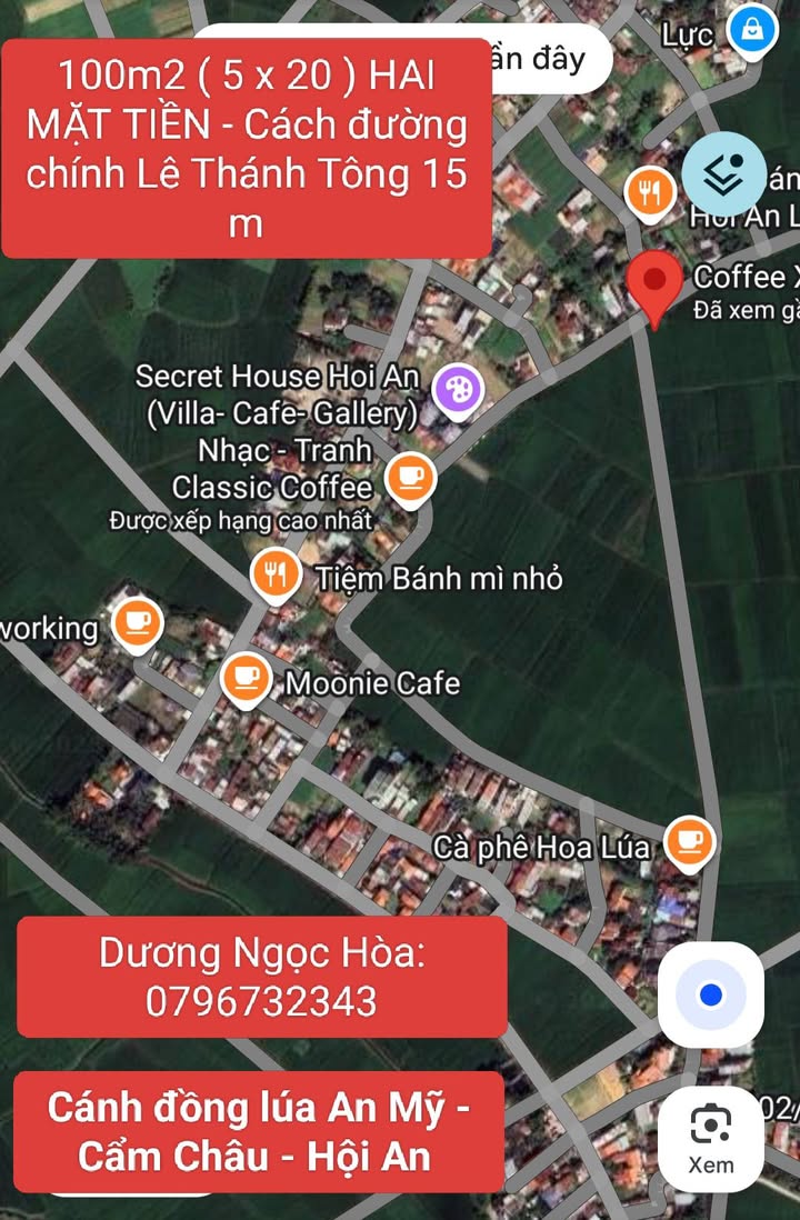 Đất nền 100m² Cẩm Châu, Hội An - 2 mặt tiền, giá 3.6 tỷ VND!