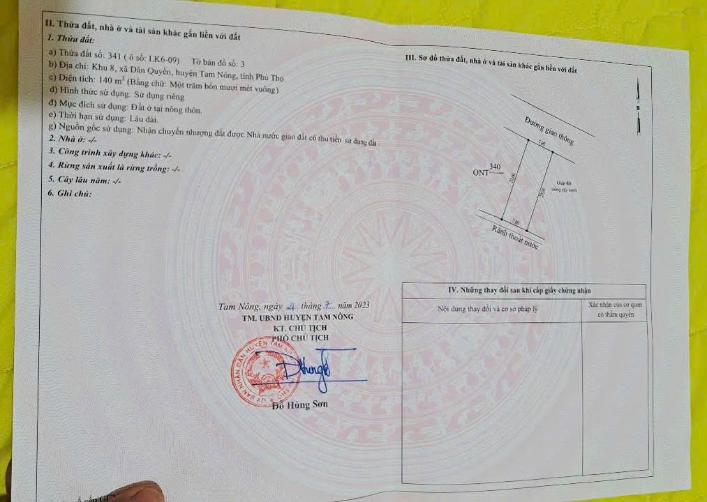 Đất nền góc Dân Quyền, Tam Nông 140m² giá 1 tỷ - Cơ hội đầu tư hấp dẫn!