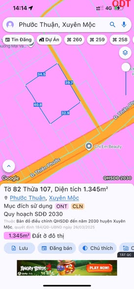 Đất nền Phước Thuận Xuyên Mộc 1320m² giá 3.4 tỷ - Mặt tiền đường bê tông thuận tiện!