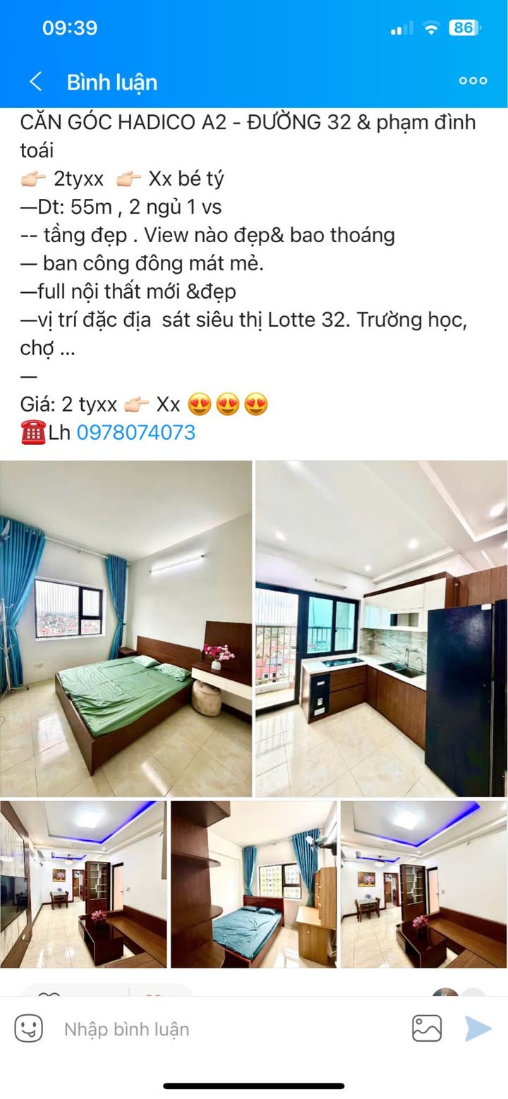 Căn hộ Hadico A2 Vinh 55m² giá 2.2 tỷ - View đẹp, sẵn sàng ở ngay!
