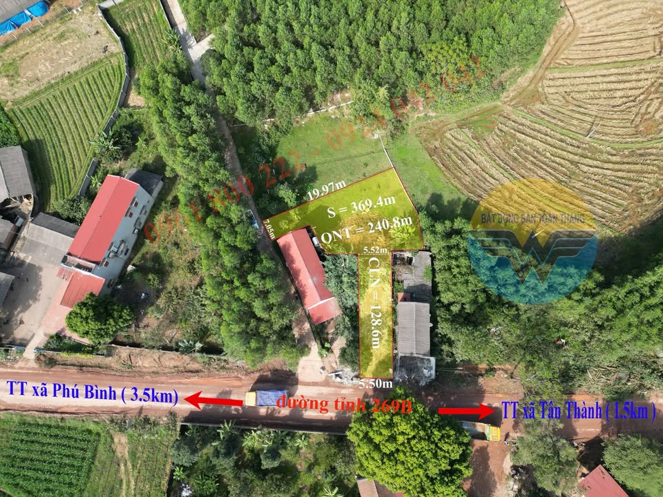 Đất nền Phú Bình 369m² giá 2 tỷ - Gần KCN, cơ hội đầu tư tuyệt vời!