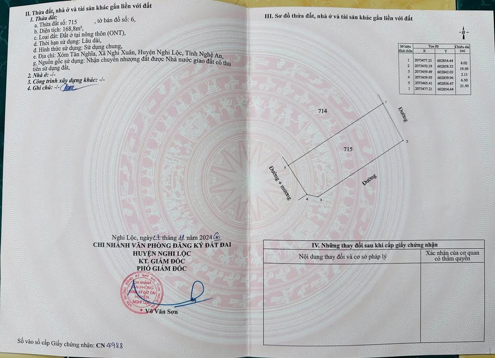 Đất nền Nghi Xuân TP. Vinh 168.8m² giá 3 tỷ - Lô góc hai mặt tiền đắc địa!