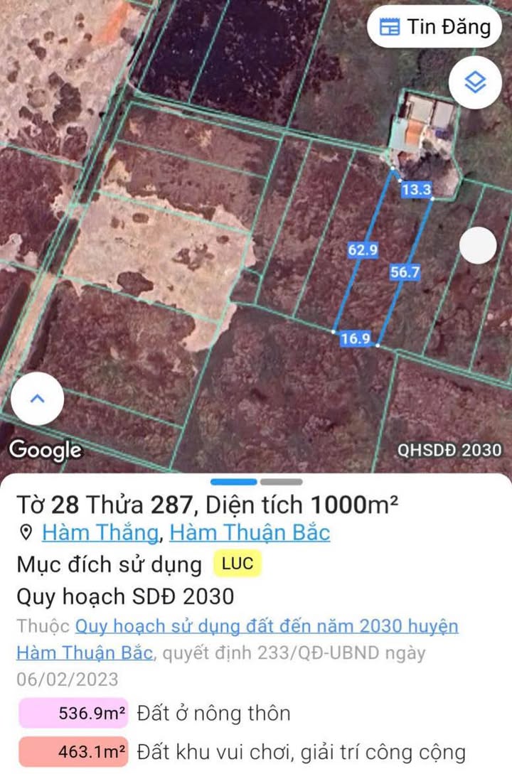 Đất nền Hàm Thắng, Hàm Thuận Bắc 1000m² giá 850 triệu - Cơ hội đầu tư hiếm có!