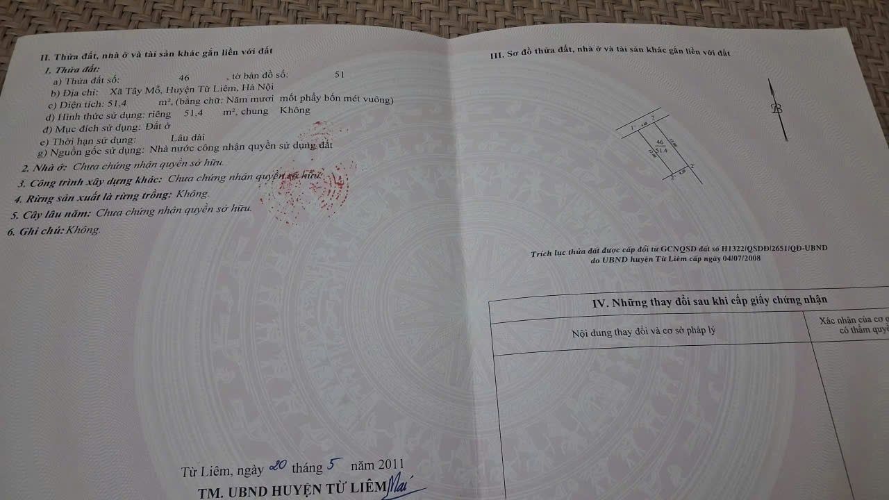 Nhà cấp 4 Tây Mỗ Nam Từ Liêm 51m² giá 10.28 tỷ - Cơ hội sở hữu ngay!