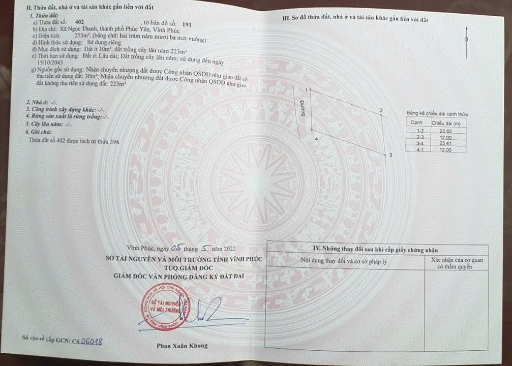 Đất nền 253m² tại Ngọc Thanh, Phúc Yên - Vị trí đắc địa, giá thỏa thuận!