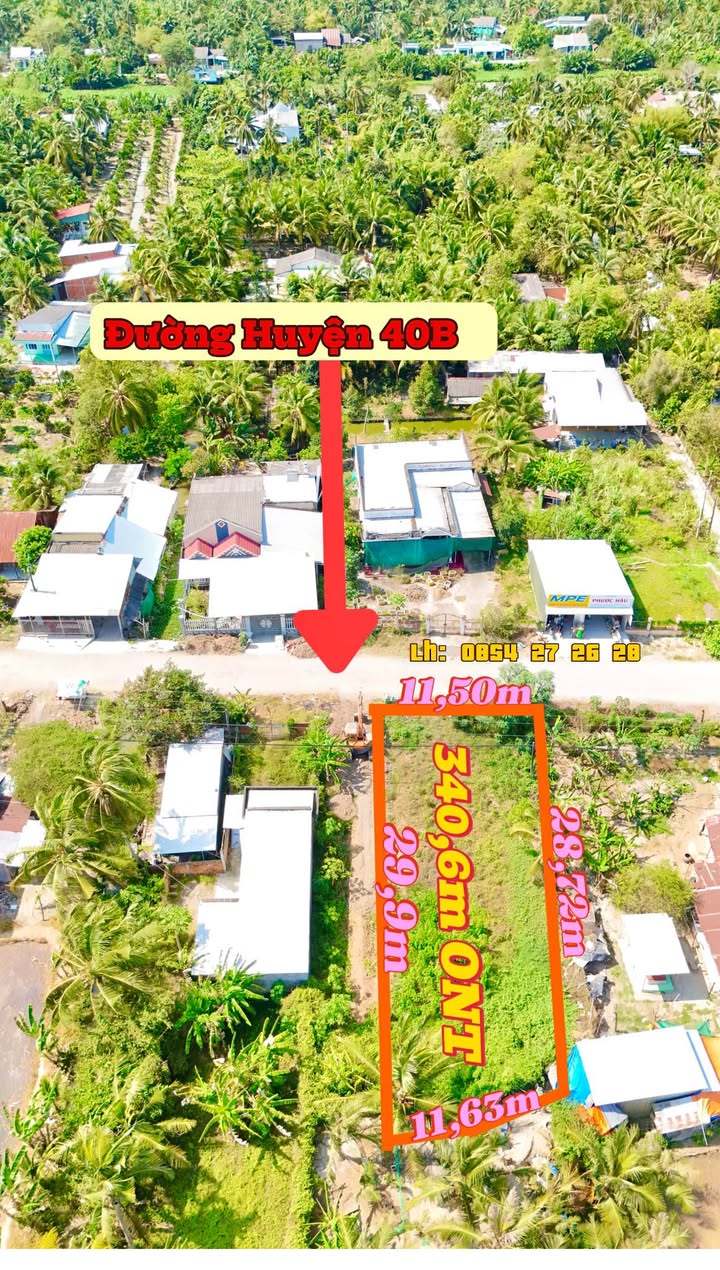 Đất nền mặt tiền đường Huyện 40B, xã Song Phú, 333.5m² - Cơ hội đầu tư hấp dẫn!