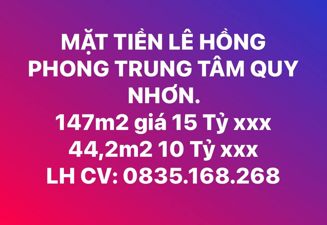 Bán FrontHouse đường Lê Hồng Phong, Quy Nhơn 44m² giá 10 tỷ - Cơ hội kinh doanh tuyệt vời!