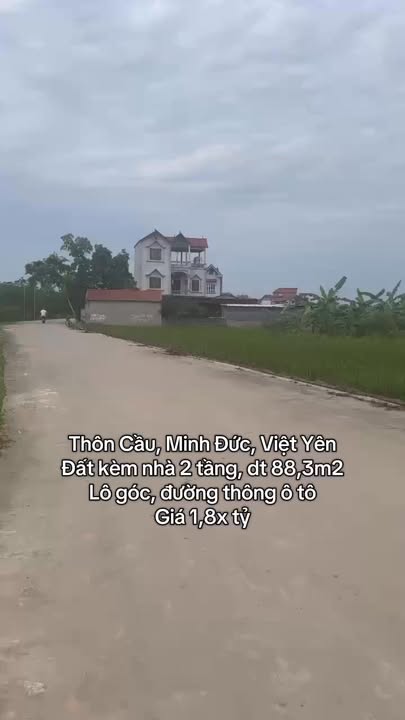 Nhà 2 tầng thôn Cầu, Minh Đức, Việt Yên 88m² giá 1.8 tỷ - Lô góc, ô tô vào tận nơi!