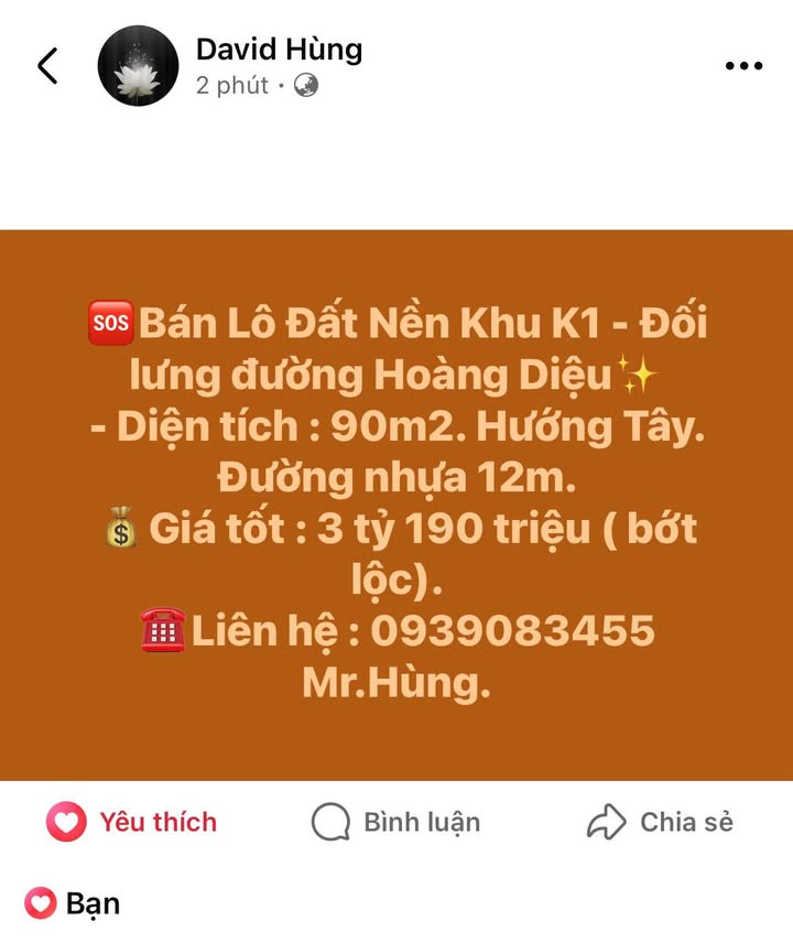 Đất nền K1 Đà Lạt 90m² giá 3.19 tỷ - Đường nhựa 12m, hướng Tây!