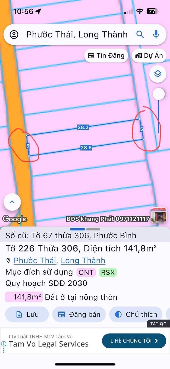 Đất thổ cư 140m² tại ấp 3 Phước Thái - Sổ đỏ chính chủ, chỉ 1 tỷ!