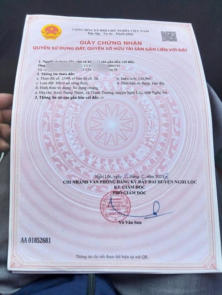 Đất Nền Nghi Thịnh Nghi Lộc 120m² giá 690 triệu - Cơ hội đầu tư lý tưởng!